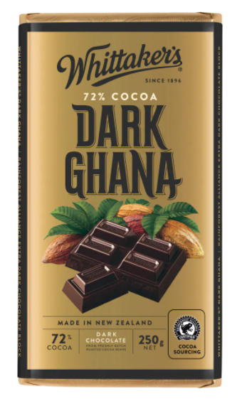 Whittakers 72% Cocoa Dark Ghana Dark Chocolate Block 250g