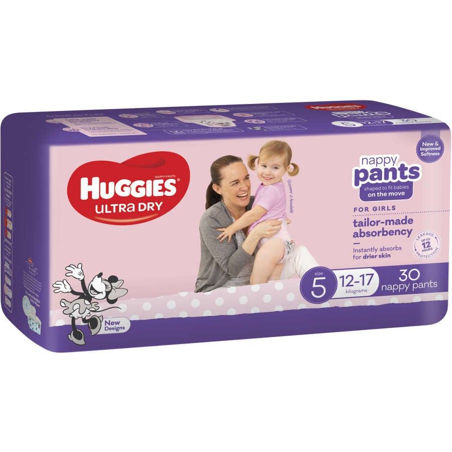 Huggies Ultra Dry Girl Size 5 Nappy Pants 30pk