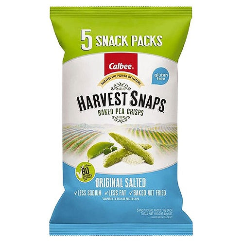 Calbee Harvest Snaps Original Salted Baked Pea Crisps 5pk 90g