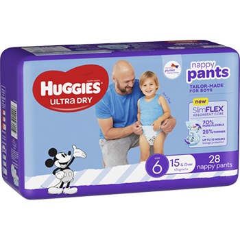 Huggies Ultra Dry Junior Boy Size 6 Nappy Pants 28pk