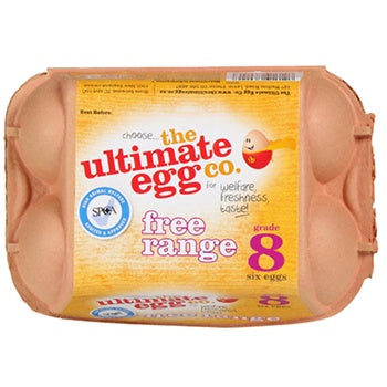 The Ultimate Egg Co Free Range Eggs Size 8's 6pk