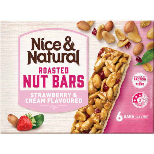 Nice & Natural  Strawberry & Cream Roasted Nut Bars 6pk 192g