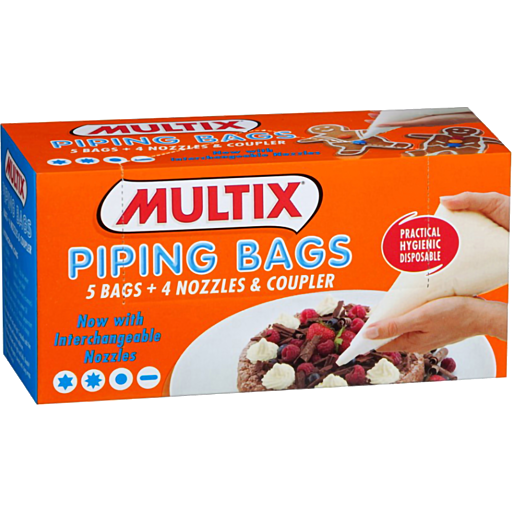 Multix Piping Bags 5 Bags & 3 Nozzles