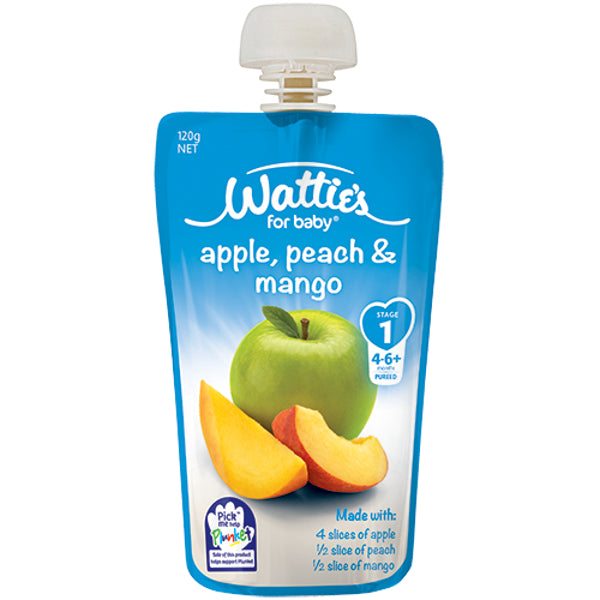 Watties Apple Peach & Mango Pouch 120g